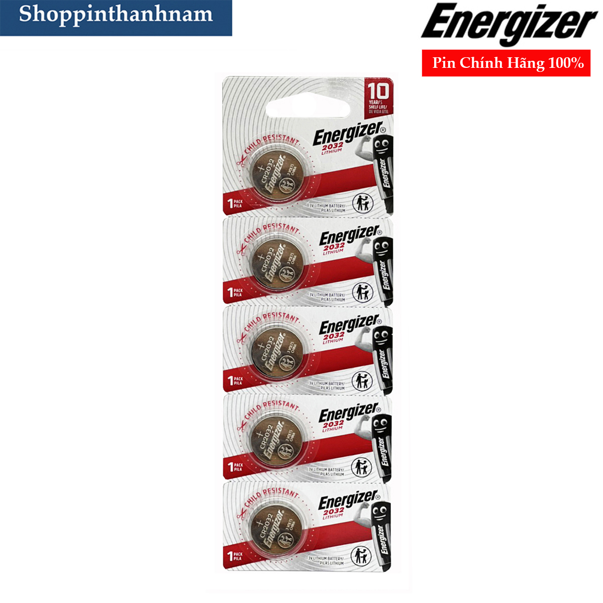 Pin CR2032 Energizer vỉ 5 viên chính hãng