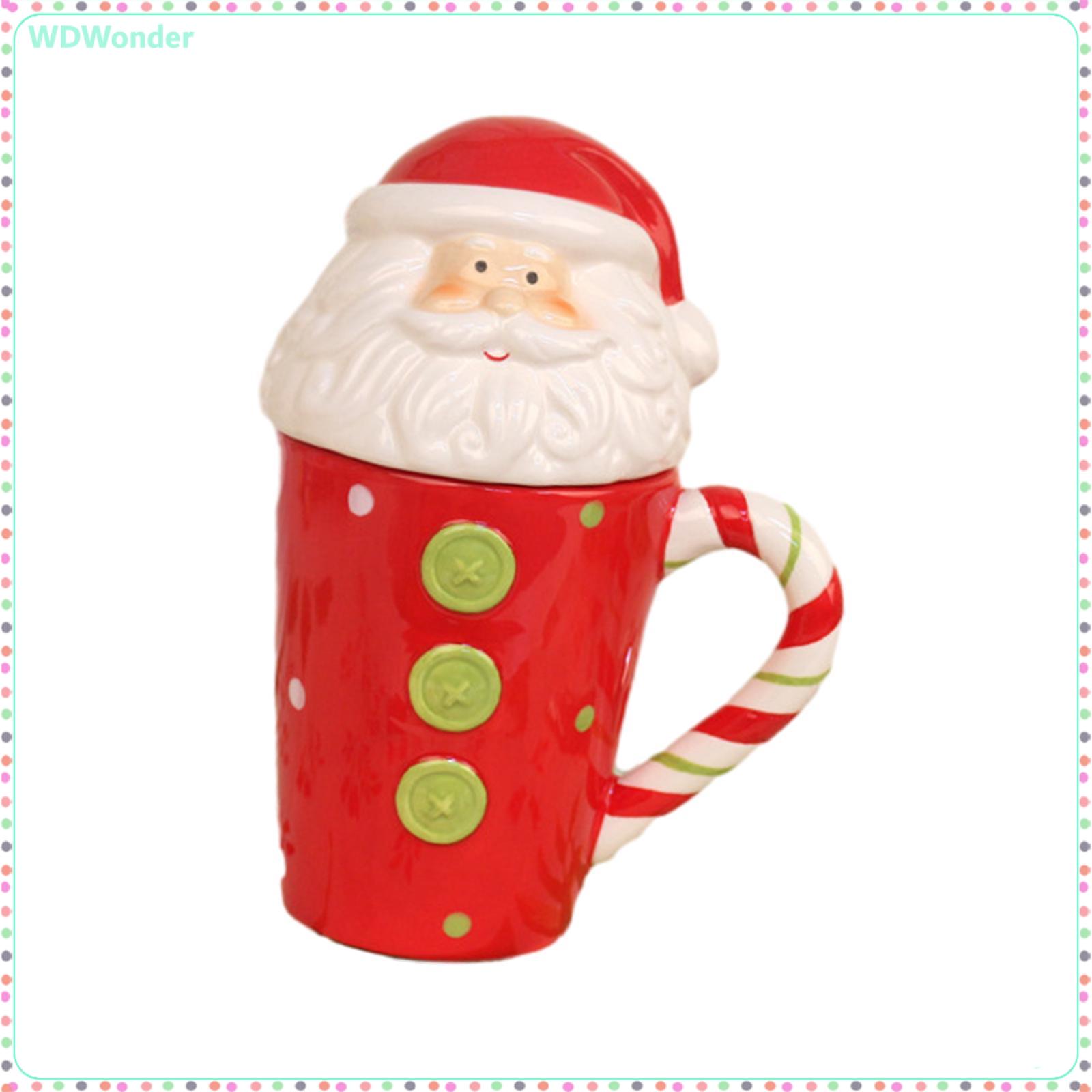 WDWonder Christmas Ceramic Mug Cute Xmas Mugs Cartoon Festival Breakfast Mug Lovely Beverage Drinking Mug Novelty Mug for Kids Adults