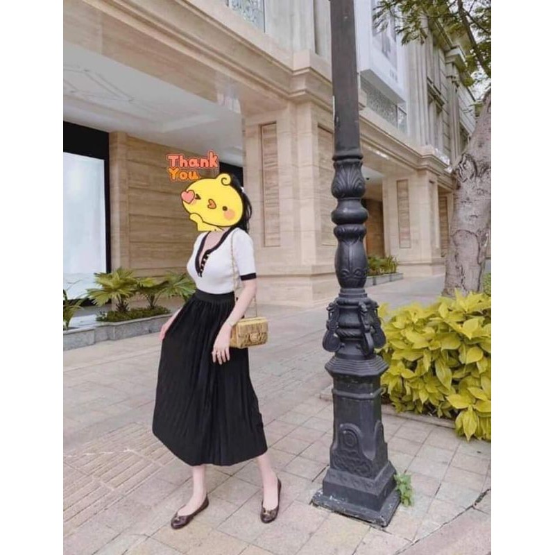 siêu phẩm chân váy xếp ly dài