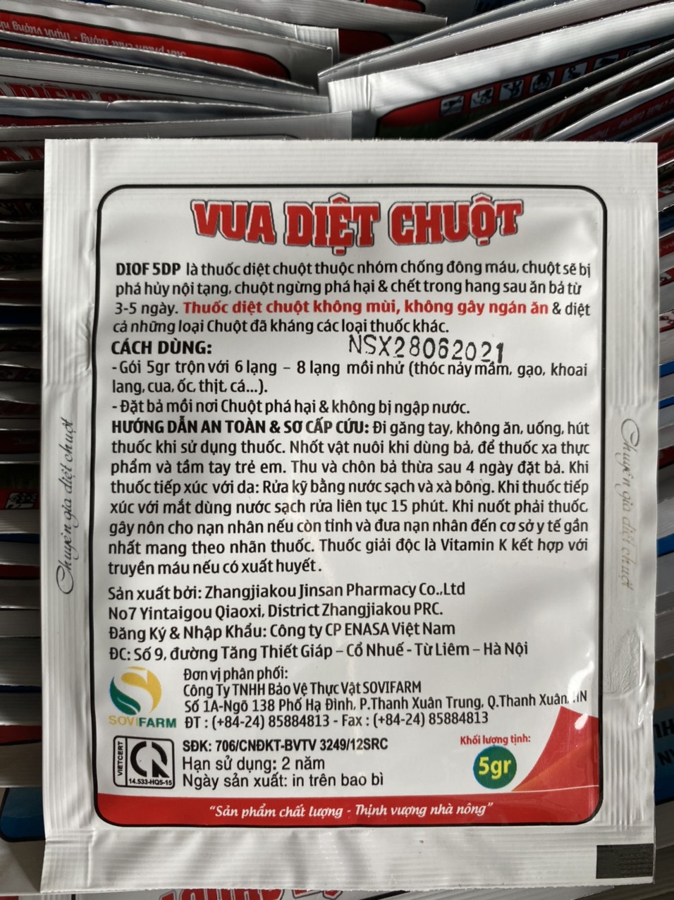 Thuốc diệt chuột thế hệ mới DIOF 5 DP ( gói 5g)