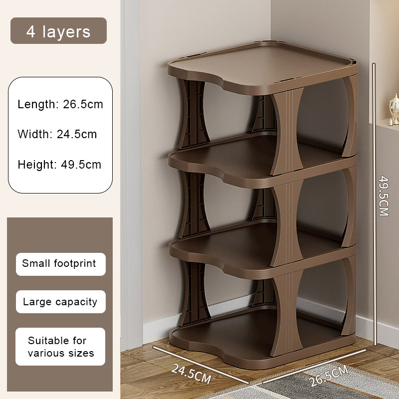 Multi-layer foldable storage shoe rack, simple dustproof shoe cabinet for household entrance, layered plastic shoe box at the door of the dormitory
