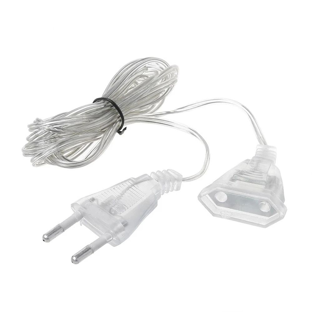 XIUZH036 Standard EU Plug Christmas Lights LED String Light Cable Plug 3M 5M Transparent Extension Cable Extender Wire Power Extension Cord Light String Extension Cord