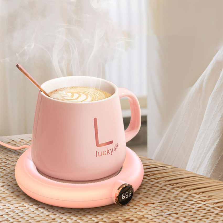 Bộ hâm nóng cốc USB Mini Xách Tay cốc cà phê Sưởi Ấm Coaster Thông Minh Màn hình hiển thị kỹ thuật số Tĩnh Nhiệt Điều Chỉnh Thời Gian Nóng Cho Trà Sữa