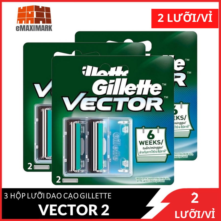 Combo 3 dao cạo gillette vector vỉ 2 lưỡi