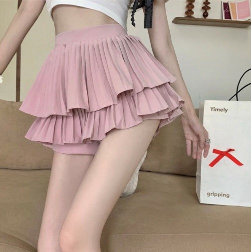 Chân váy 2 tầng xếp ly nhí (có quần trong)