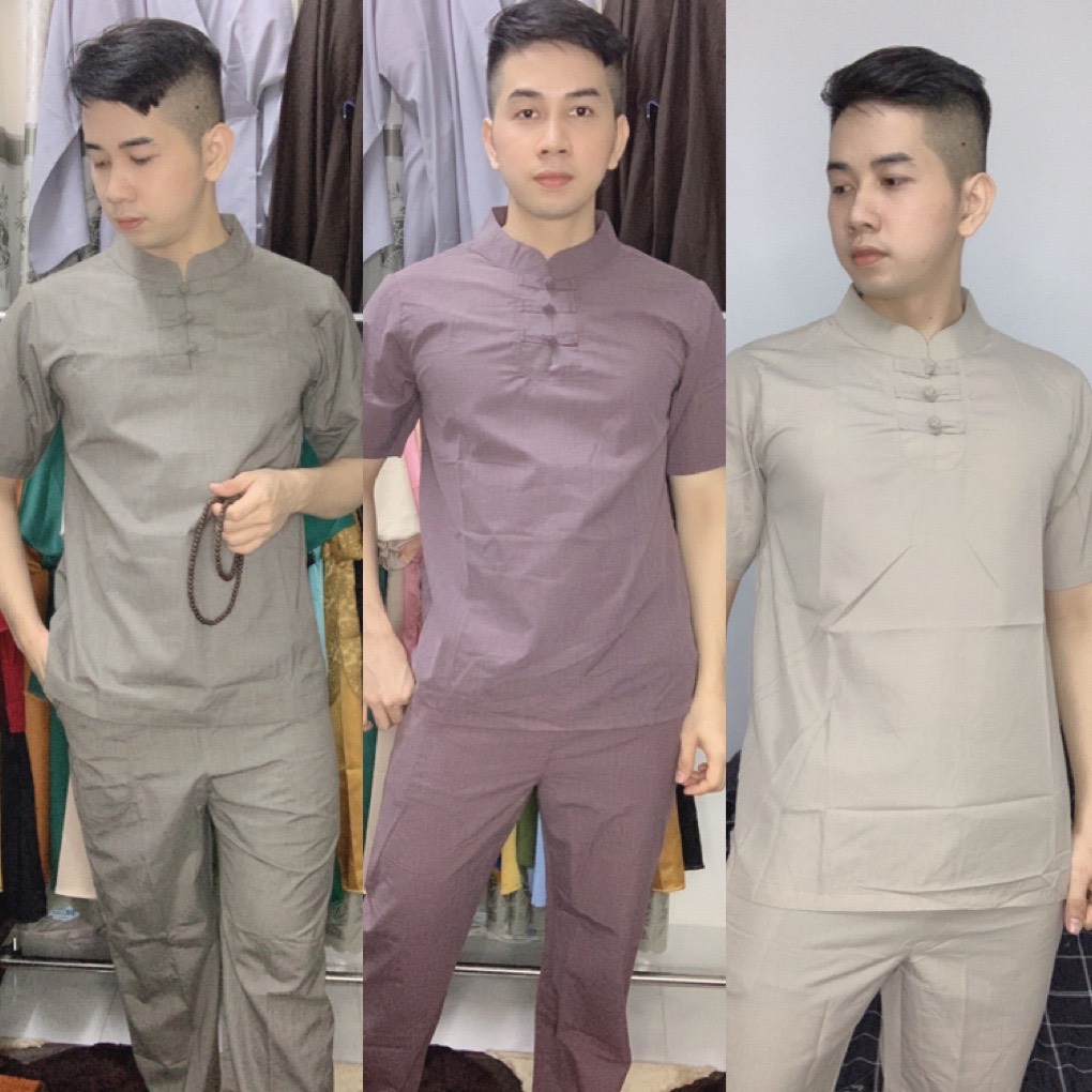ĐỒ LAM ĐI CHÙA  3 Nút Tay Ngắn