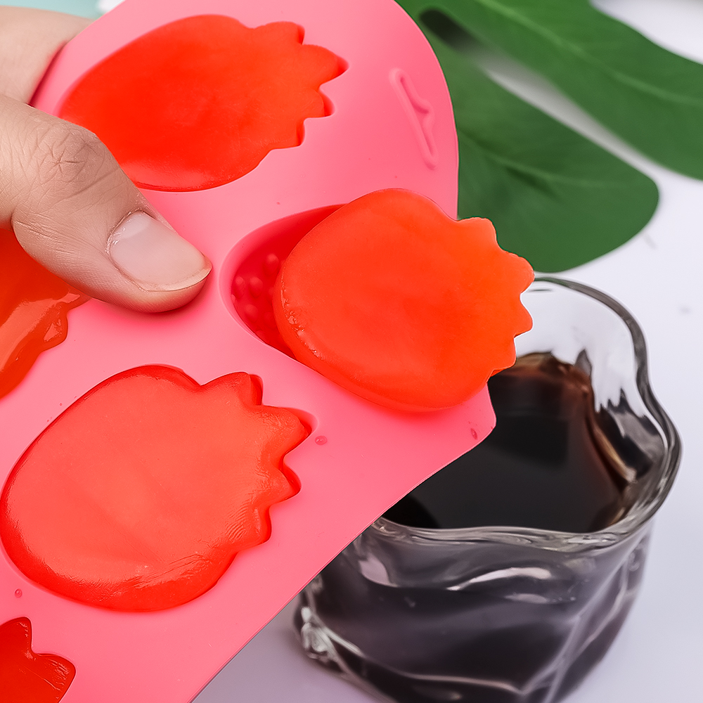 Fruit Shape 6 Grid Ice Cube Mold Silicone Candy Chocolate Jelly Dessert Mold Kitchen Ice Making Baking Accessories