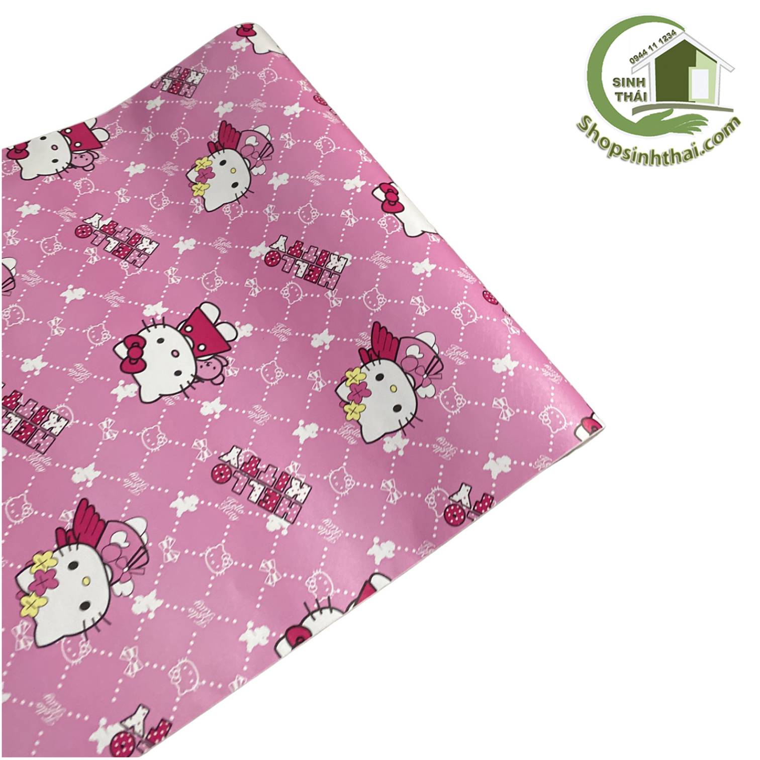 Cuộn giấy decal dán tường hello kitty màu hồng [ cuộn 10 mét x khổ 45cm ]