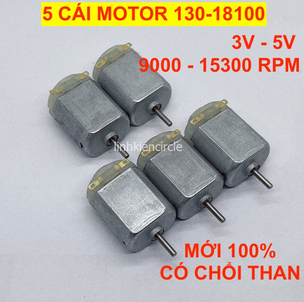 5 cái - motor mini 130 mã 130-18100 điện áp 3V - 5V có chổi than tốc độ 9500 - 15300 RPM - LK0004