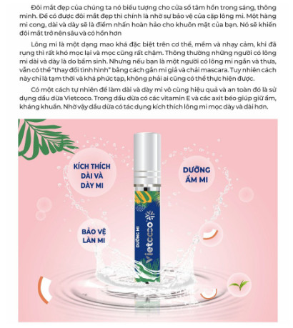 Dầu dừa Tinh Khiết Vietcoco dưỡng mi 10ml