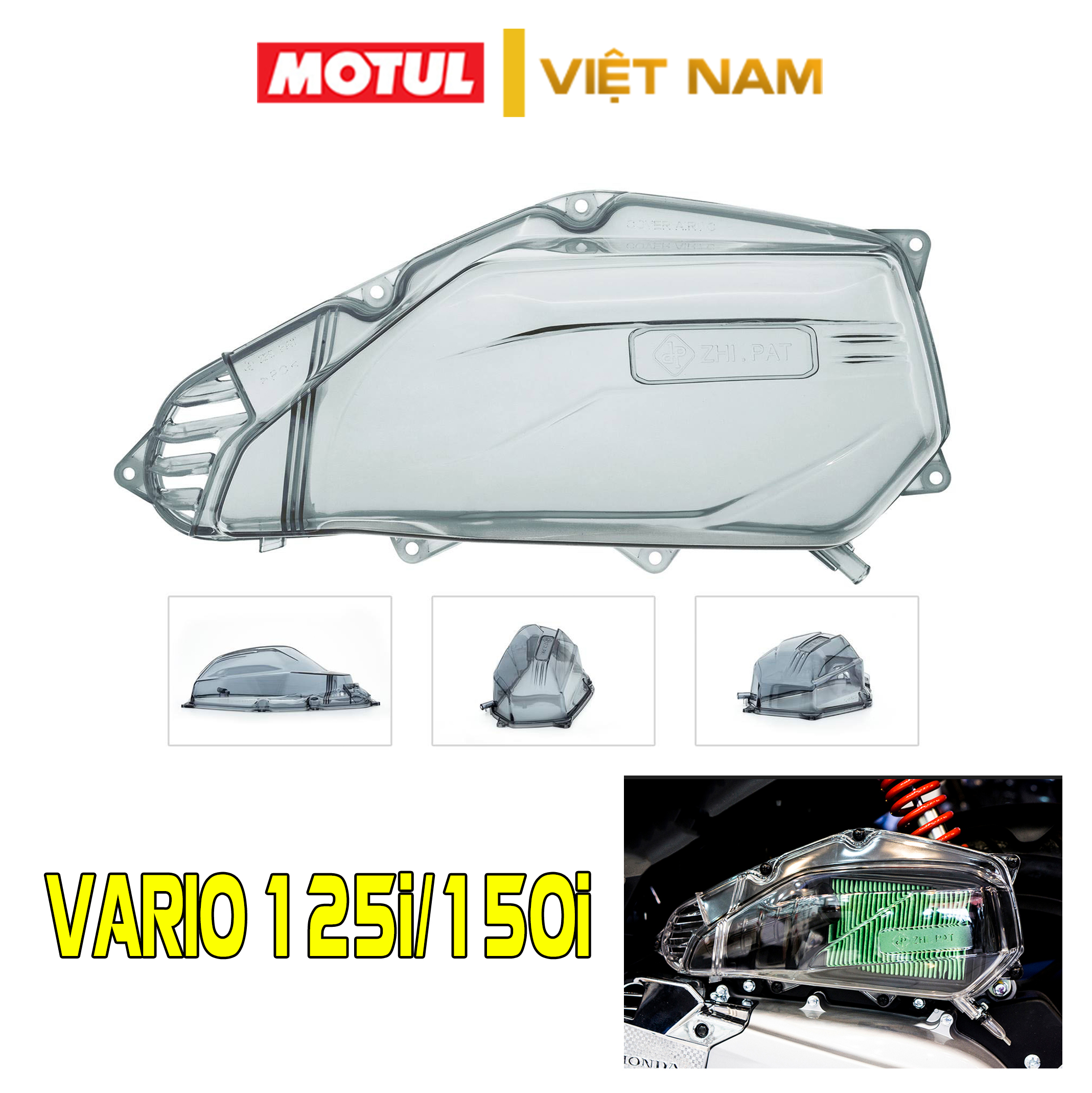 Ốp bầu lọc gió , ốp pô air vario 2018 2019 125i/150i trong suốt nhựa pc kỹ thuật zhi.pat chính hãng