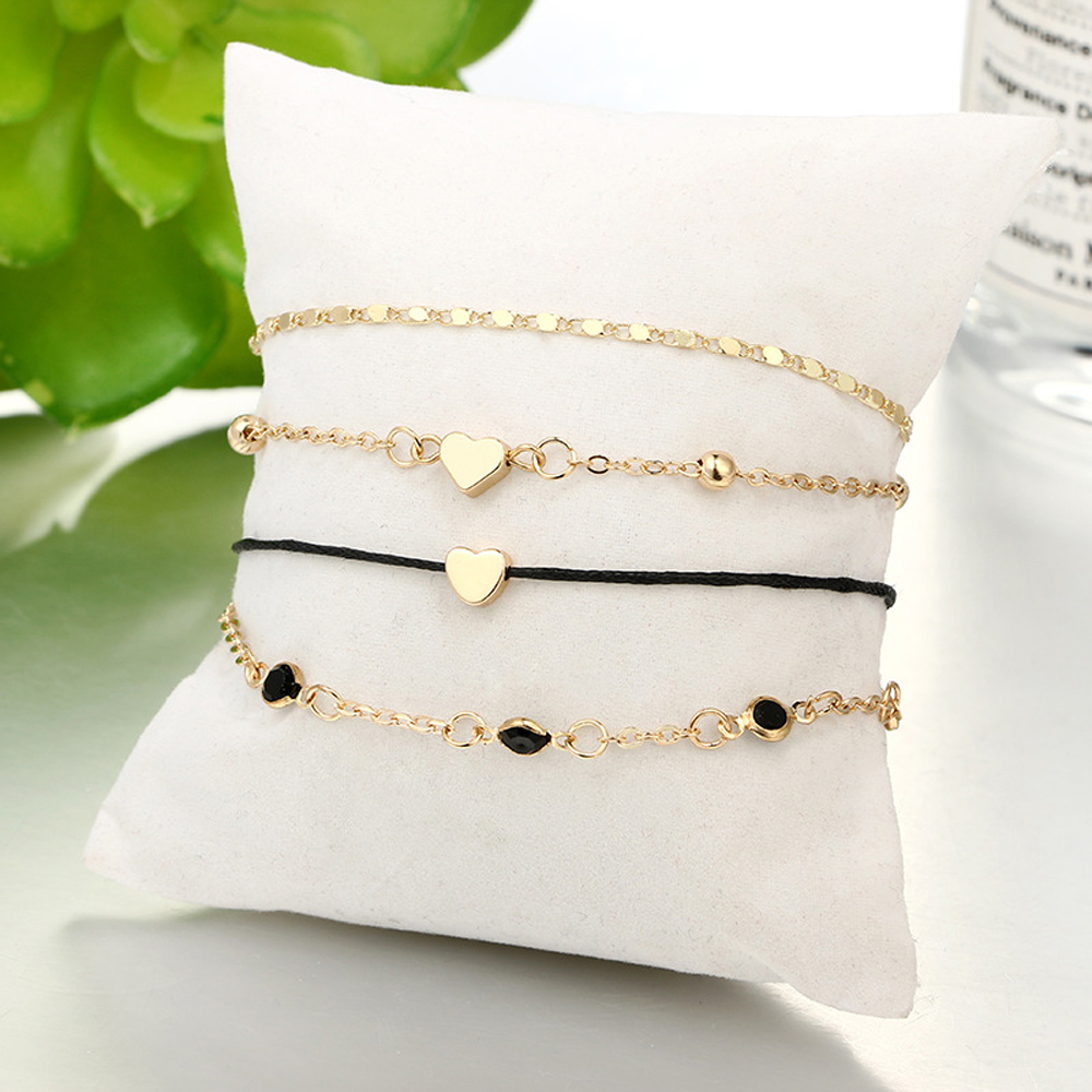 New%20Boho%20Wo%20Bracelet%20Black%20Rope%20Chain%20Gold%20Color%20Heart%20Beads%20Ankle%20Chain%20Foot%20Anklet%20Bracelet%20-%20Image%204