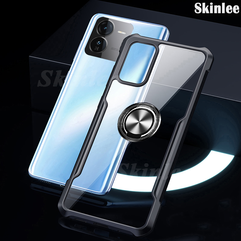 Phone case For Vivo IQOO Z9X Back cover Hard Phone Case Clear Transparent Shockproof Car Navigation Holder Ring For iqoo Z9X Cover cases.