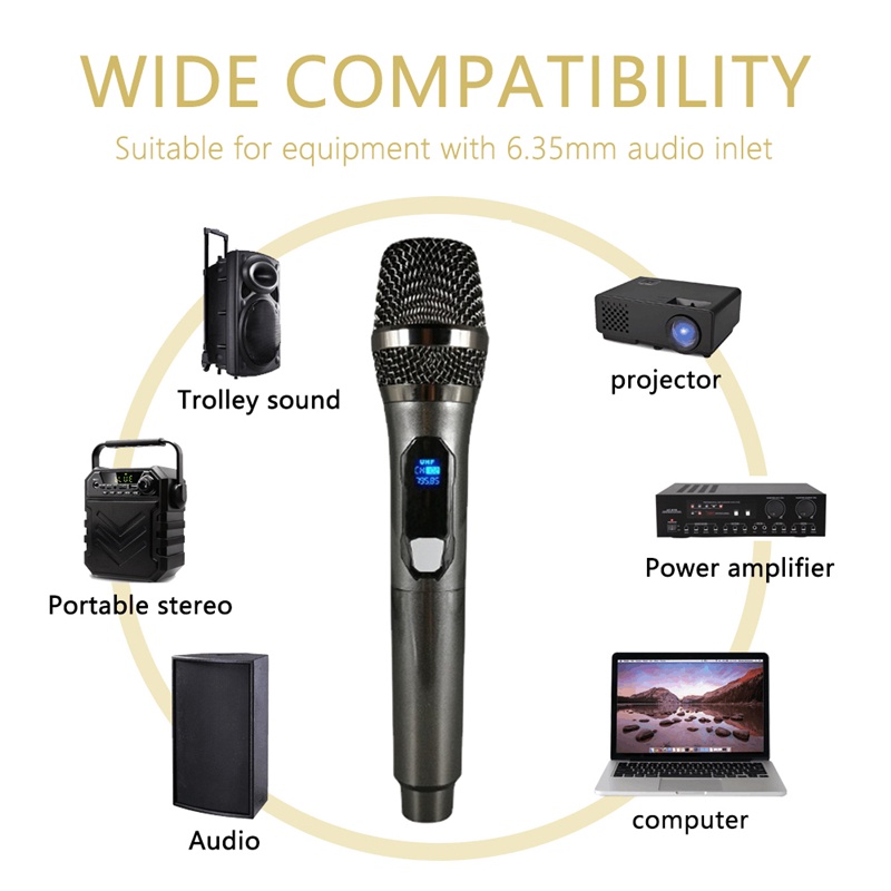 Mic-rô không dây kép cầm tay năng động Micro Karaoke với Receiver có thể sạc lại cho tiệc cưới