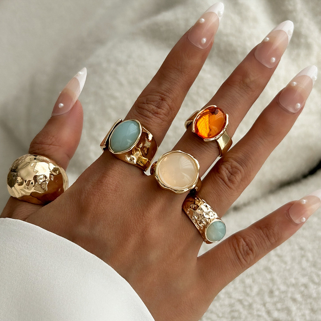 Enacolor%205Pcs/Set%20Vintage%20Gold%20Metal%20Opal%20Colorful%20Rings%20Set%20for%20Women%20Fashion%20Jewelry%20Accessories%20Finger%20Opening%20Rings%20Ins%20New%20-%20Image%202