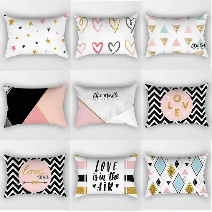 High quality beauty geometry letters pillow case rectangle bedroom pillow covers travel pillow cases cover size 50cm by 30cm