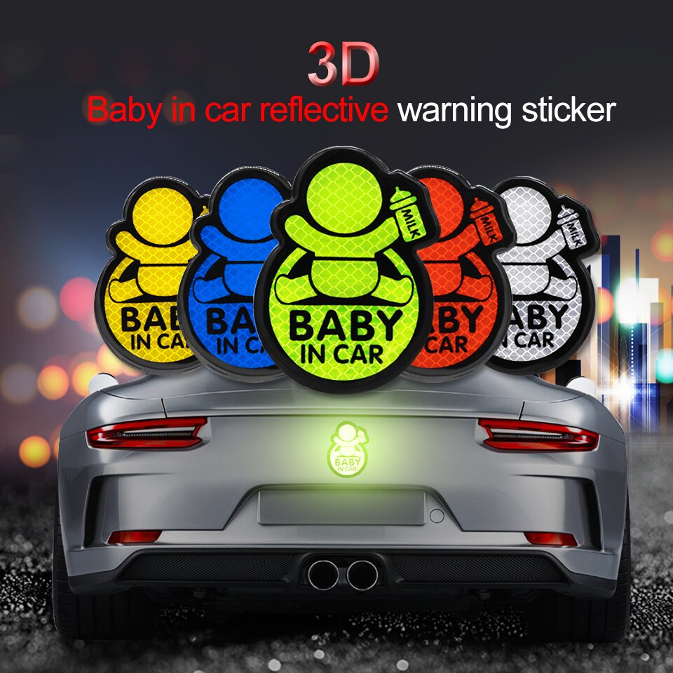 Tem baby in car phản quang dán xe ô tô dễ thương