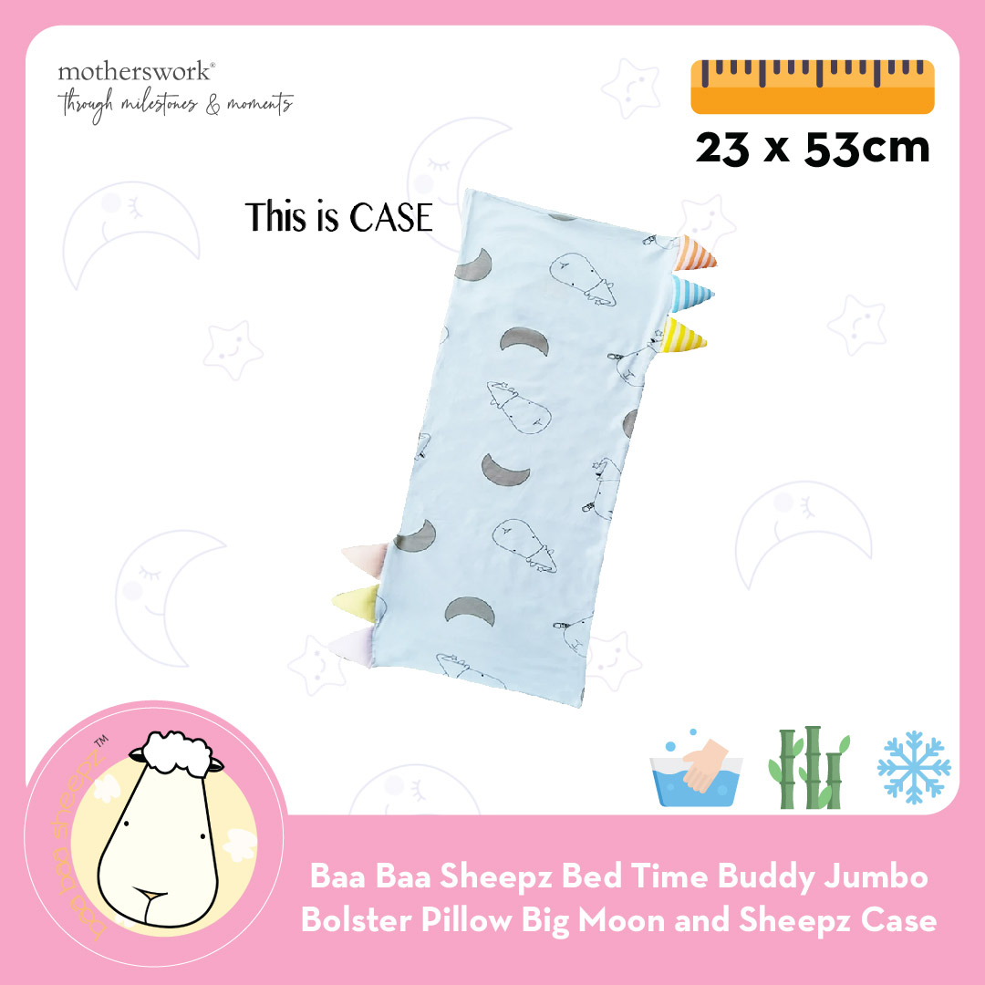 Baa Baa Sheepz BedTime Buddy Jumbo Bolster Pillow Big Moon and Sheepz