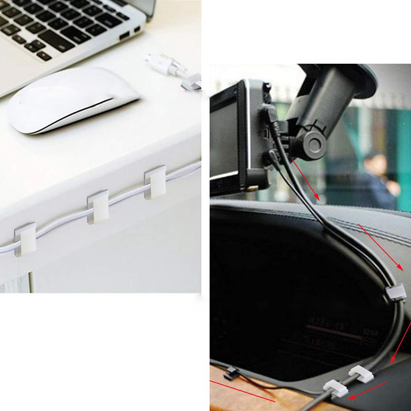 YESPERY 10pcs Self-adhesive Data Cable Light String Decorative Wire Fixed Clip Car Wire Fixing Organizer Wire Management Harness Clamp