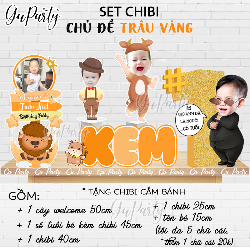 Set Chibi Thôi Nôi Sinh Nhật Cho Bé Tuổi Trâu