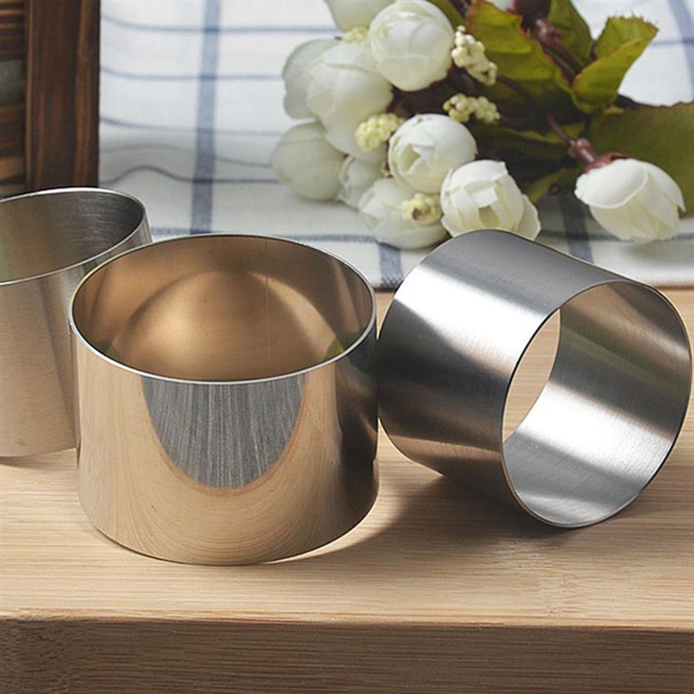 QIGUI Khuôn Làm Bánh Trang Trí Mới Khuôn Làm Bánh Vòng Mousse Tròn Bằng Thép Không Gỉ Mini