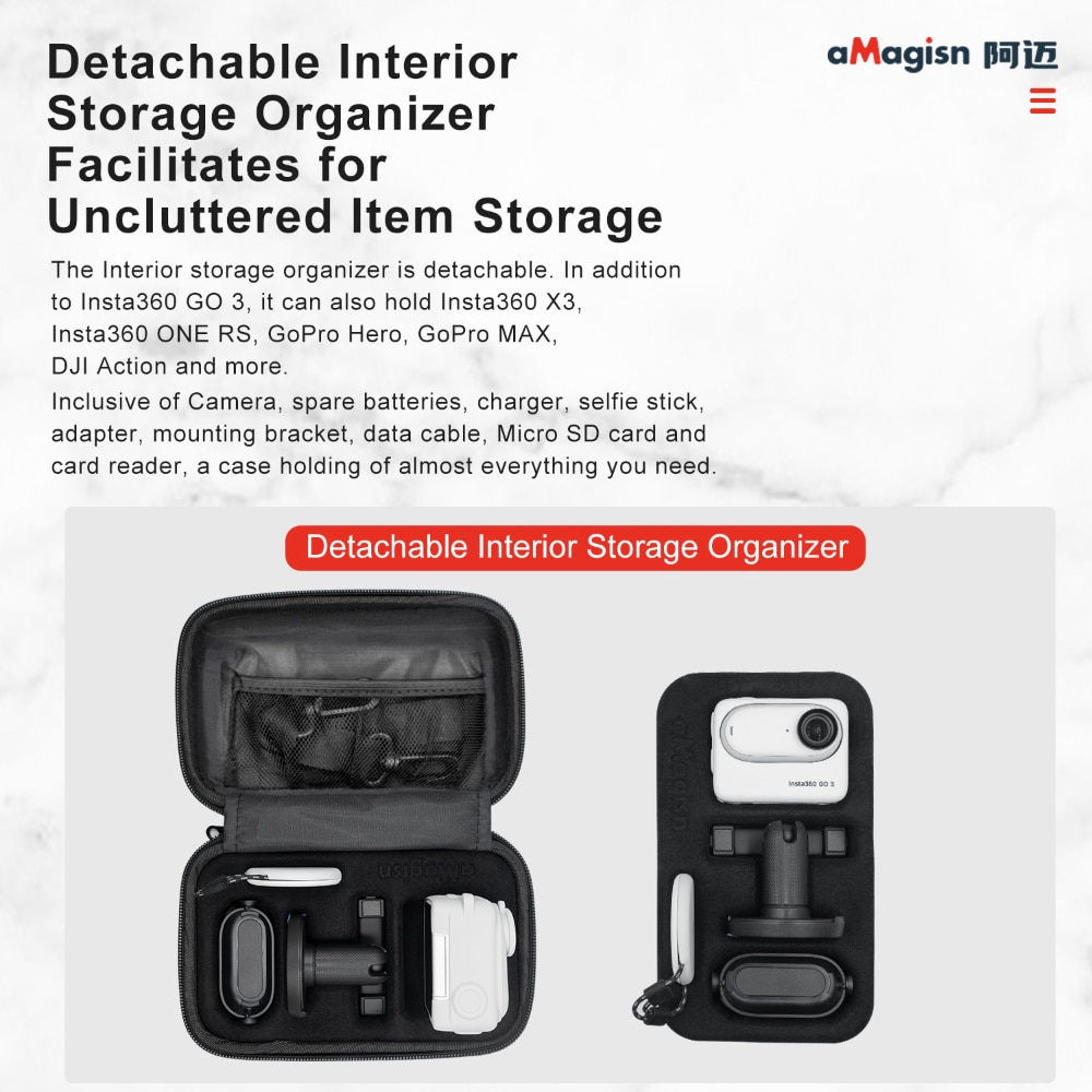 Carrying Case For Insta360 GO 3 Camera Shock-Proof Portable Storage Handbag Shoulder Bag Hard Shell For Insta360 GO3 Accessories