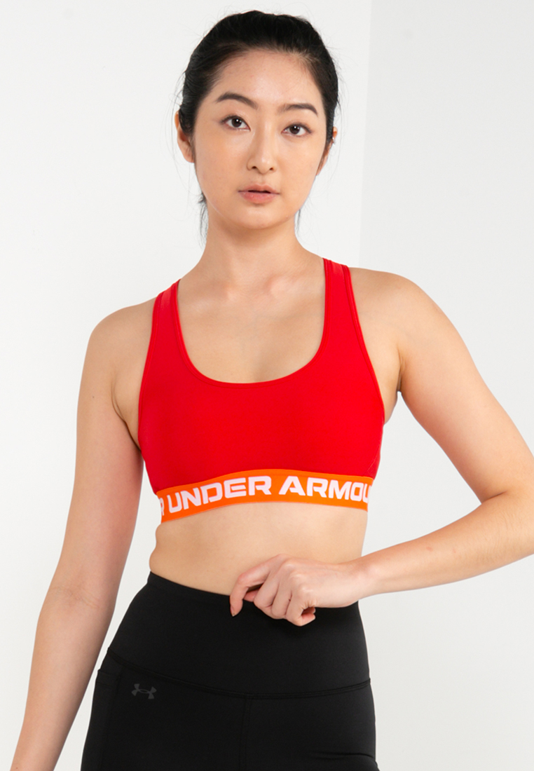 Under Armour DFO Crossback Mid Sports Bra for Women - Red/White