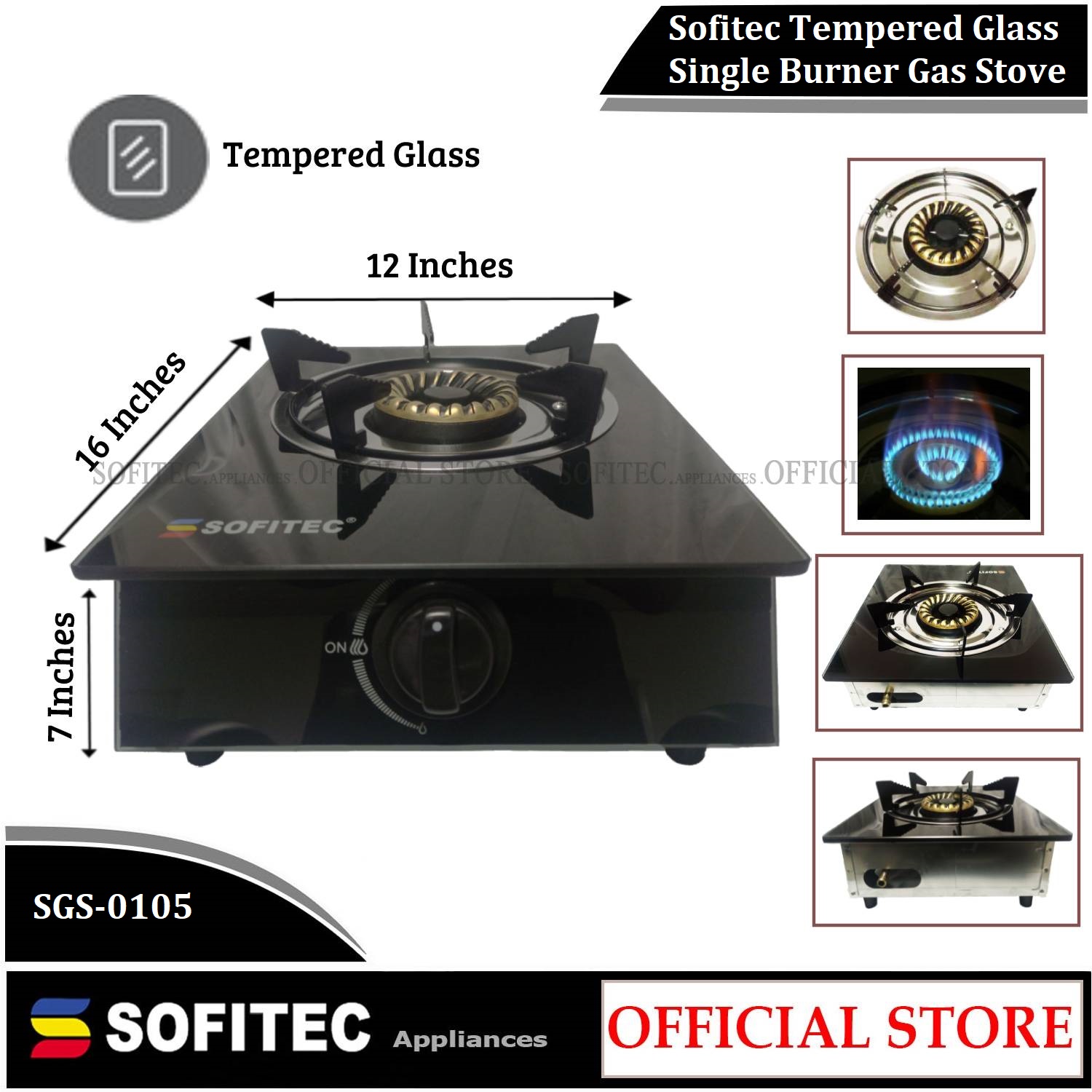 Single Burner Stove Tempered Glass Top Gas Stove 1 Burner Cooking Tools