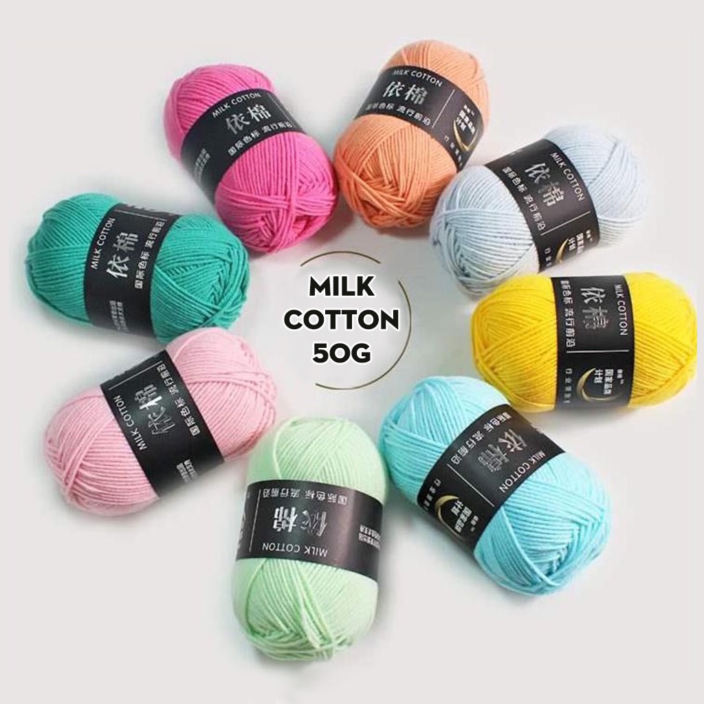 (Bảng màu 1) Len Milk Cotton 50gr mác đen