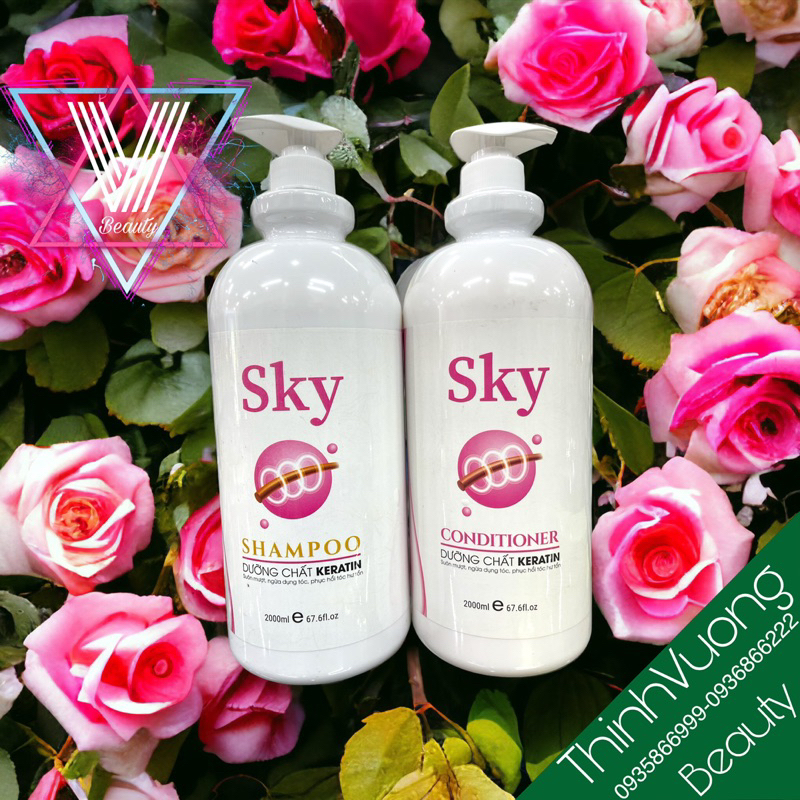 Gội xả 2000ml/ 2 lít keratin sky