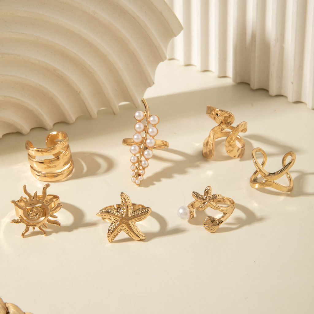 Enacolor%206Pcs/Set%20Rings%20Retro%20Leaf%20Pearls%20Ring%20Set%20Women's%20Party%20Irregular%20Starfish%20Sun%20Rings%20Joint%20Finger%20Jewelry%20Accessories%20-%20Image%207