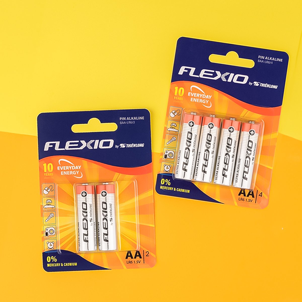 Pin Alkaline AA tiểu vỉ 6 BAA-LR6/4KM2 Thiên Long Flexio