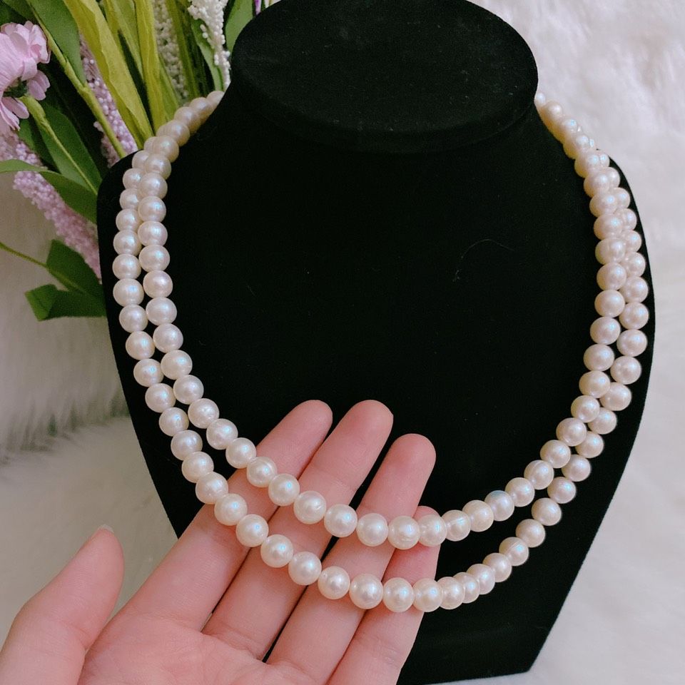 Real pearl necklace freshwater 8li delivery type 2 floor designs elegant Noble