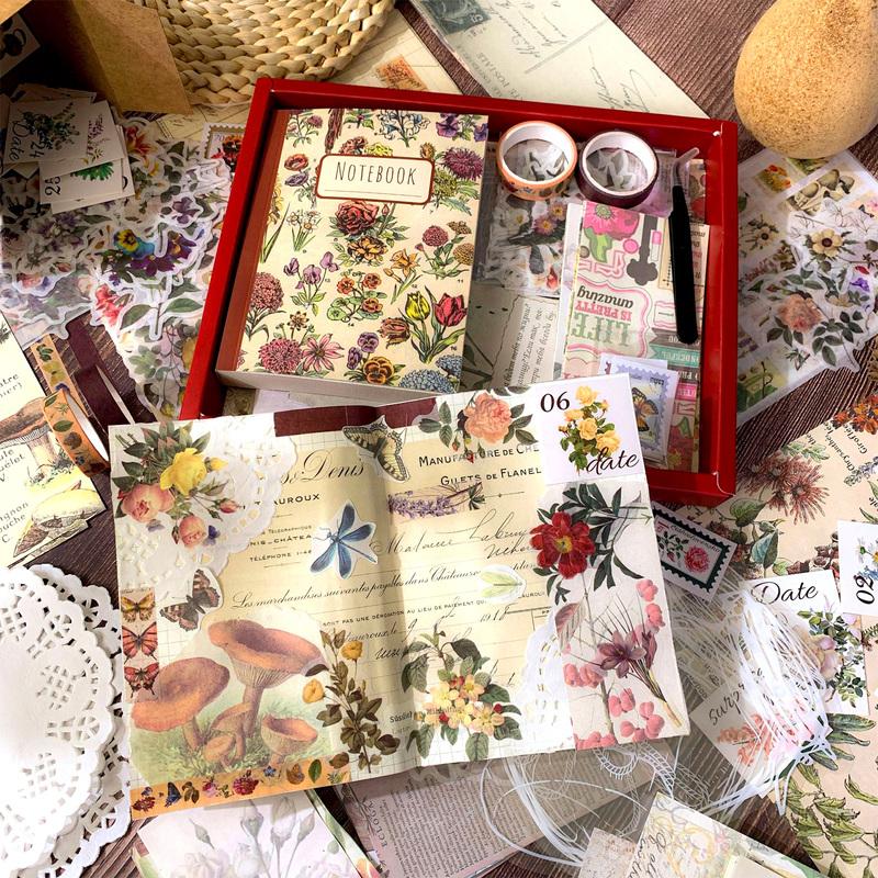 Eno Greeting Vintage Travel Scrapbook Album Kit Retro Flower