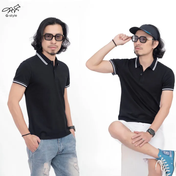 Áo polo nam G-Style MPC30307 vải Cotton cao cấp vải dày màu đen trơn công sở ngắn tay cổ bẻ