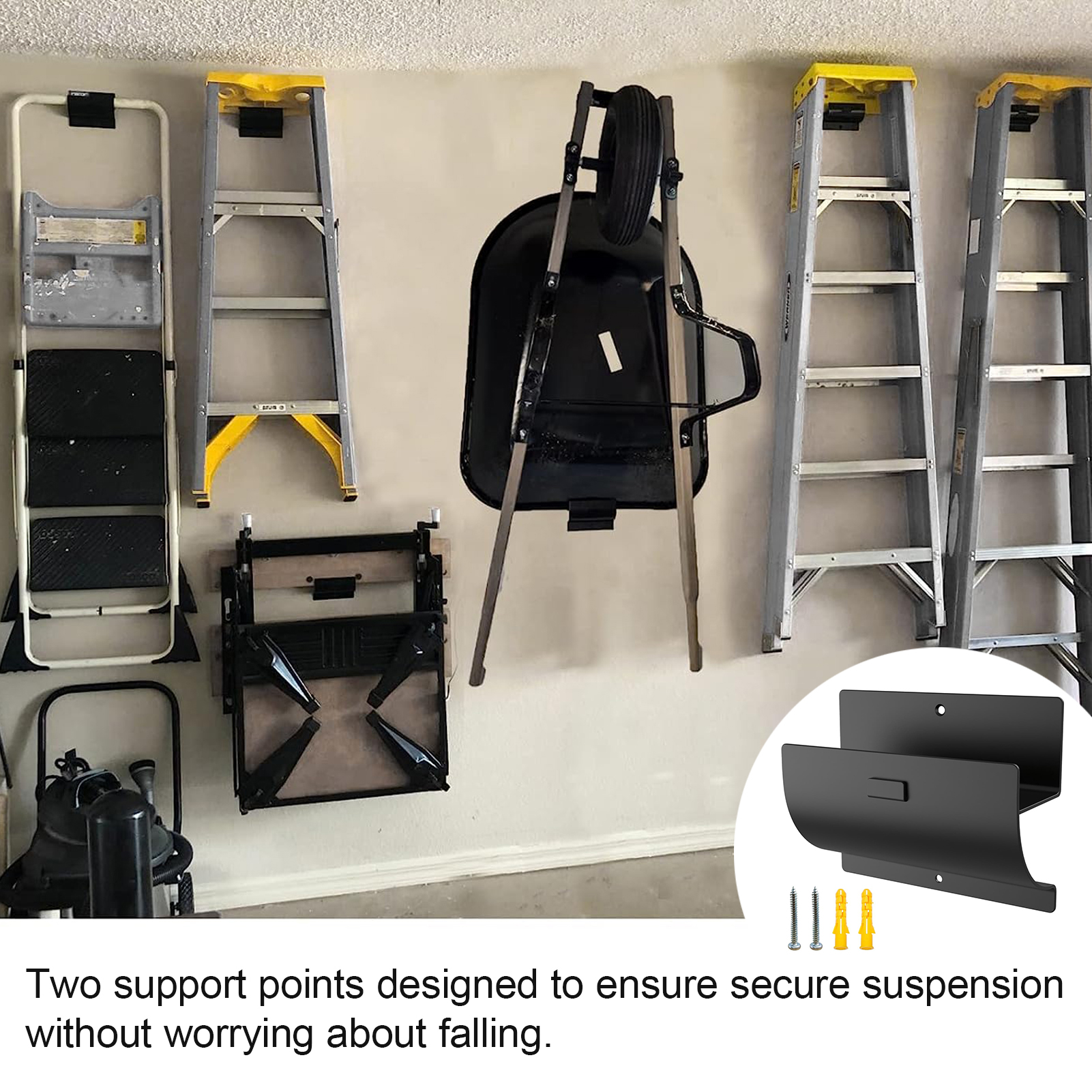 Wall-Mount Ladder Hook Rustproof Corrosion Resistant Multipurpose Easy Installation Heavy-Duty Ladder Hanger Hook