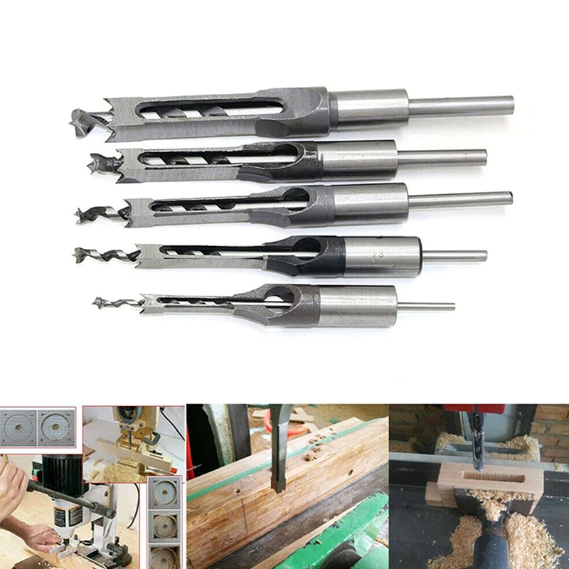 Square Hole Drill Bits Saw Wood Mortising Mortise Chisel Drill Bit Set Woodworking Power Tools