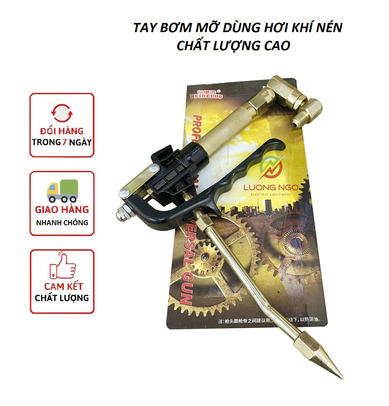 Tay bơm mỡ, bơm mỡ bằng hơi chuyên dùng bằng máy nén khí chất lượng cao