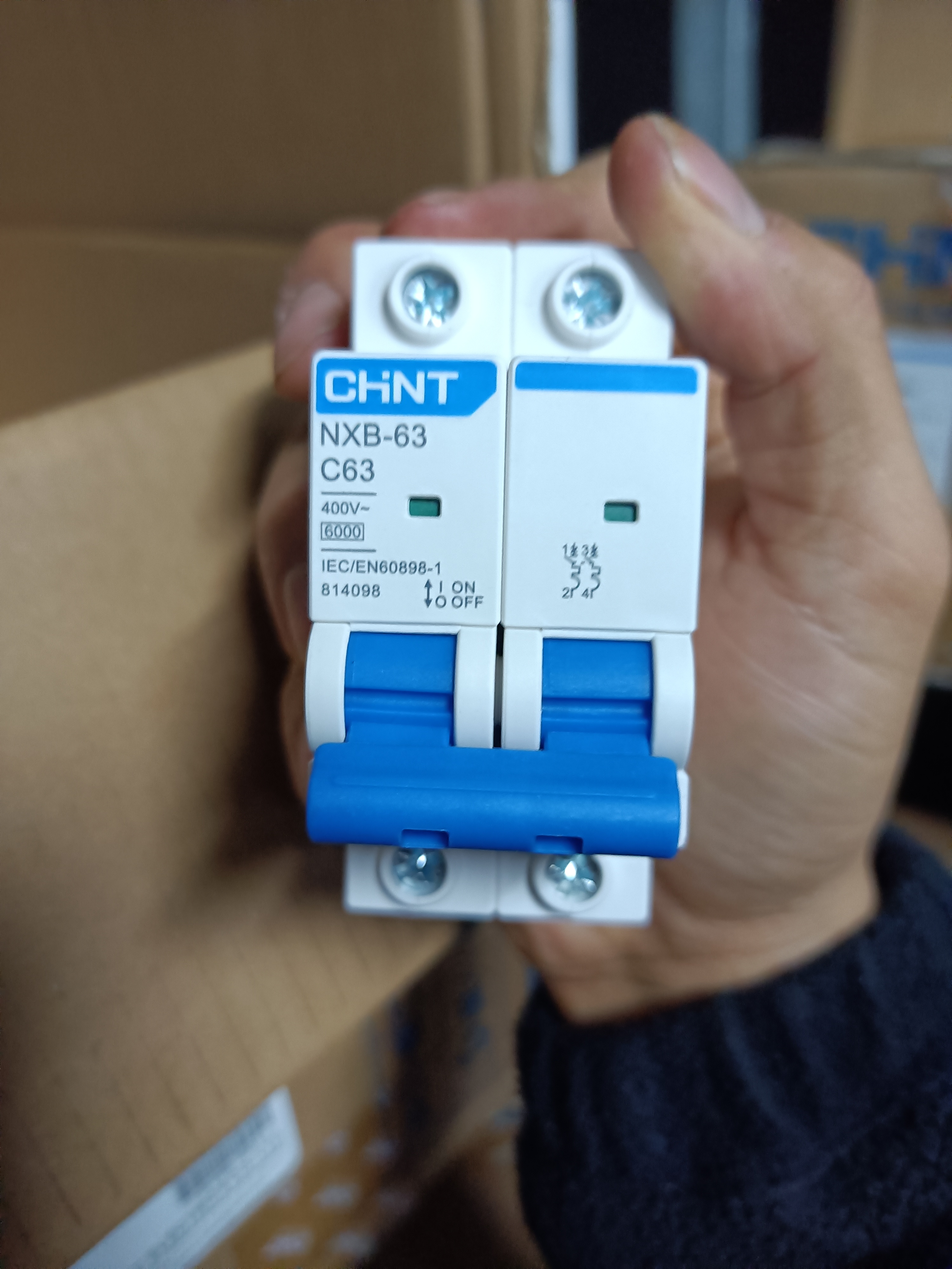 Aptomat MCB 2 Pha NXB-63 Chint 6A~63A, Dòng Cắt 6kA