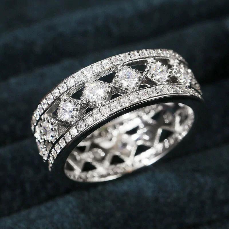 Diamond Set Zircon Women's Ring with Light Luxury and Full Diamond, High Grade and Small Design Sense Ring