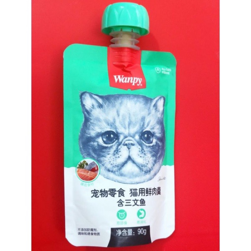 Thức ăn cho mèo dạng súp thưởng Wanpy nắp vặn tuýp 90gr
