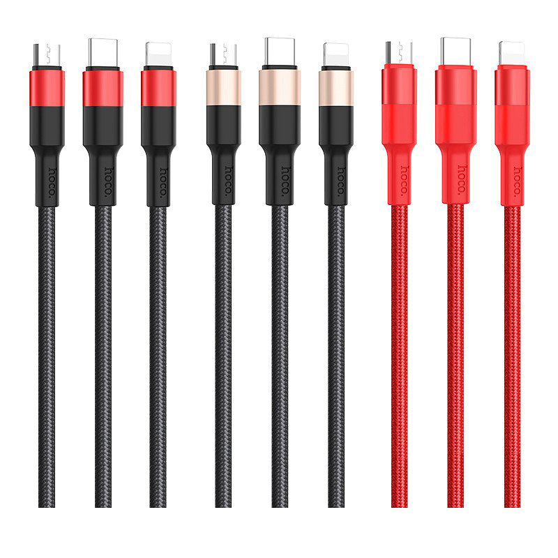 Cáp sạc Hoco X26 3 đầu iPhone - Micro - Type C dây dù chống đứt