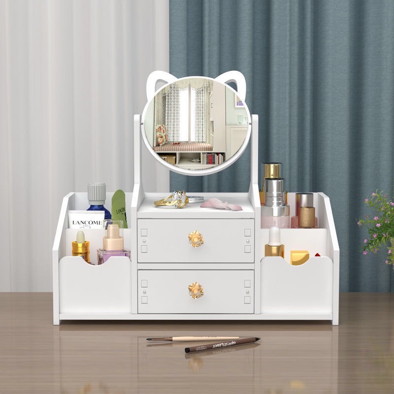 Cosmetic storage shelf jewelry cabinet with mirror