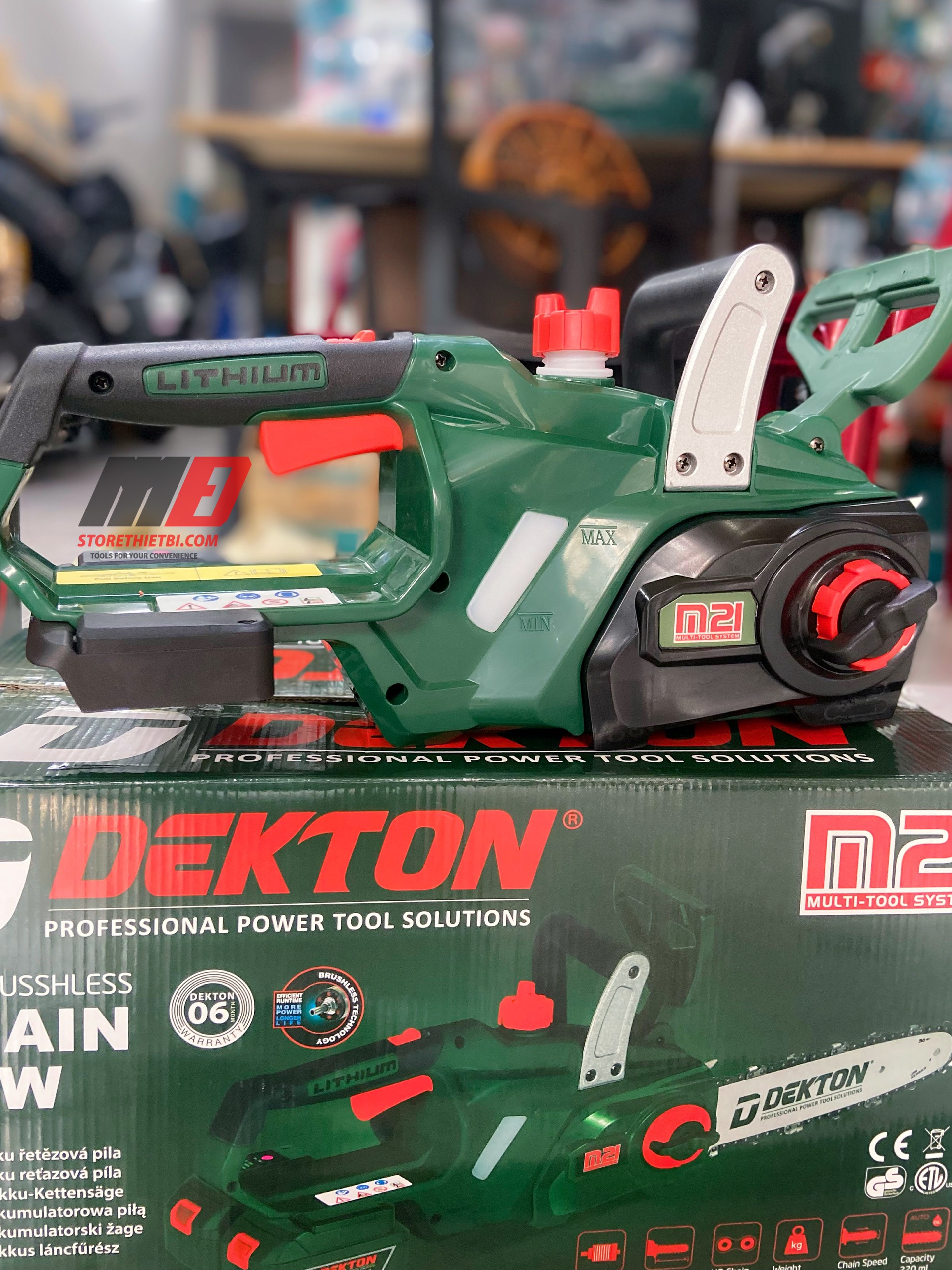 Máy cưa xích dùng pin 42v dekton m21x2-cs14bl