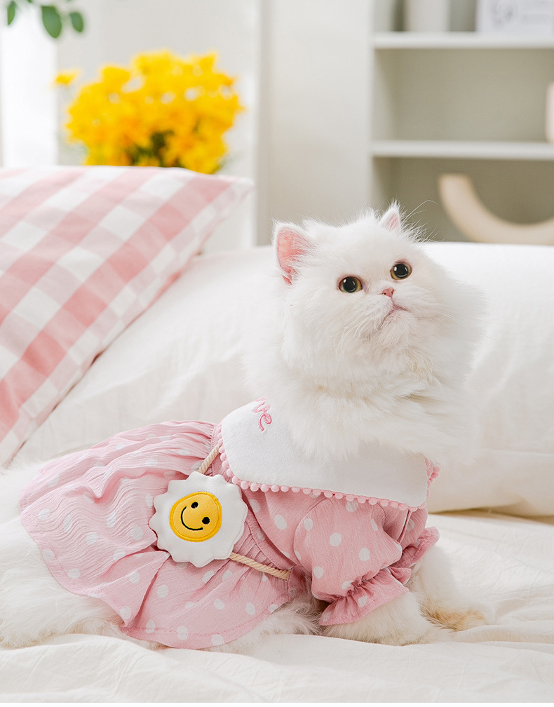 váy đầm tiểu thư chấm bi cho chó mèo - T3 PETS SHOP
