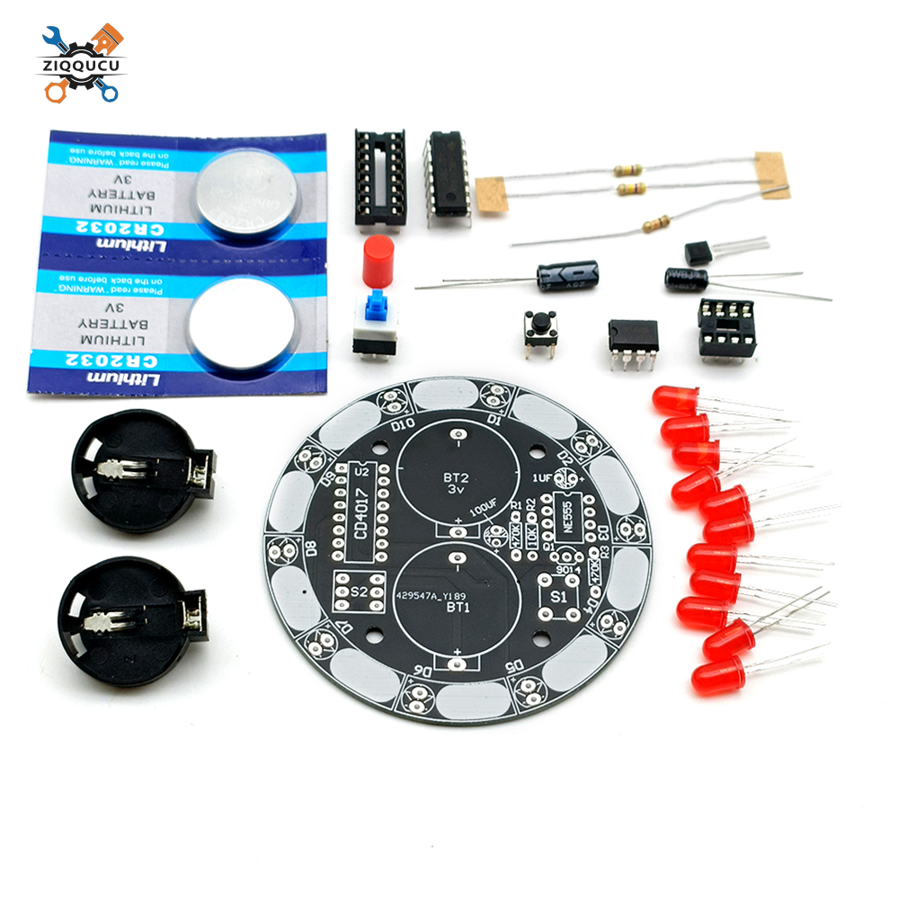Ziqqucu Lucky Turntable LED Flashlight DIY Electronic kit Welding Project Training Module DIY Kit for Learning Training