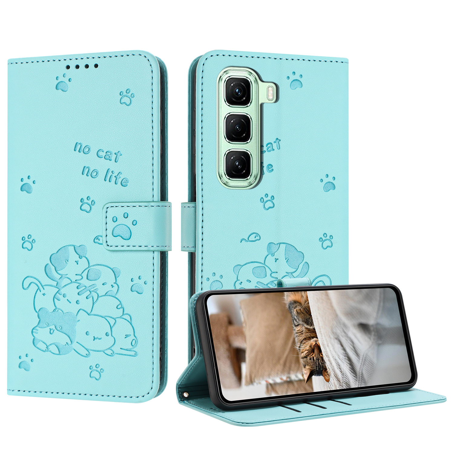 Phone Case for Infinix Hot 50 Pro+ 4G X6880 Hot 50 Pro Plus, Cute Cartoon Cat Flip Wallet PU Leather Book Cover Case Card Slot Design