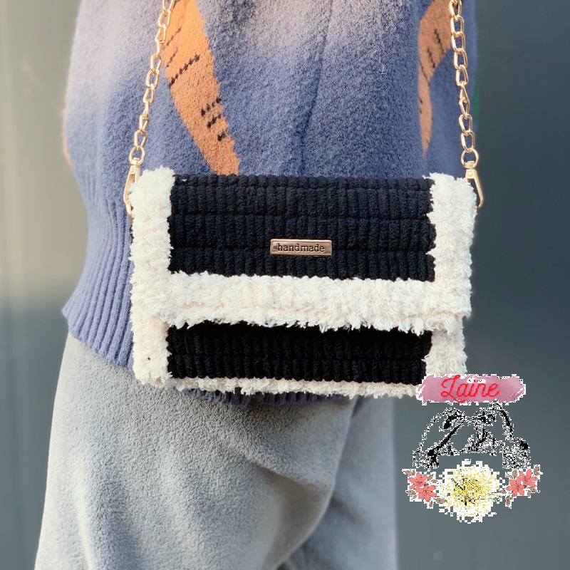 Set Túi Tự Đan Nhung Xù Handmade cơ bản đầy đủ màu sắc, phụ kiện