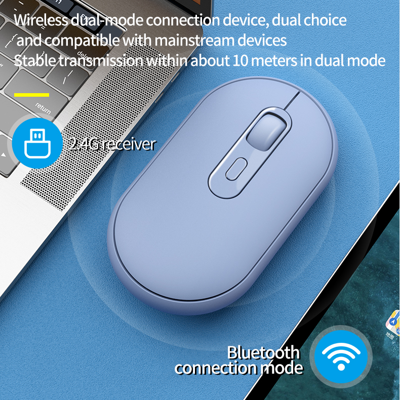 MC MS898 Portable Bluetooth Wireless Mouse Dual-mode Mute Mouse Smart Sleep Computer Notebook Laptop Tablet Office Work Universal Mouse