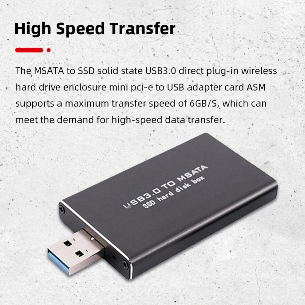 Mini MSATA Để USB 3.0 Hộp đĩa cứng 6Gbps công cụ chuyển đổi SSD Adapter Bao Vây Không Dây Pci-E Cho 30*30/50 mSATA SSD
